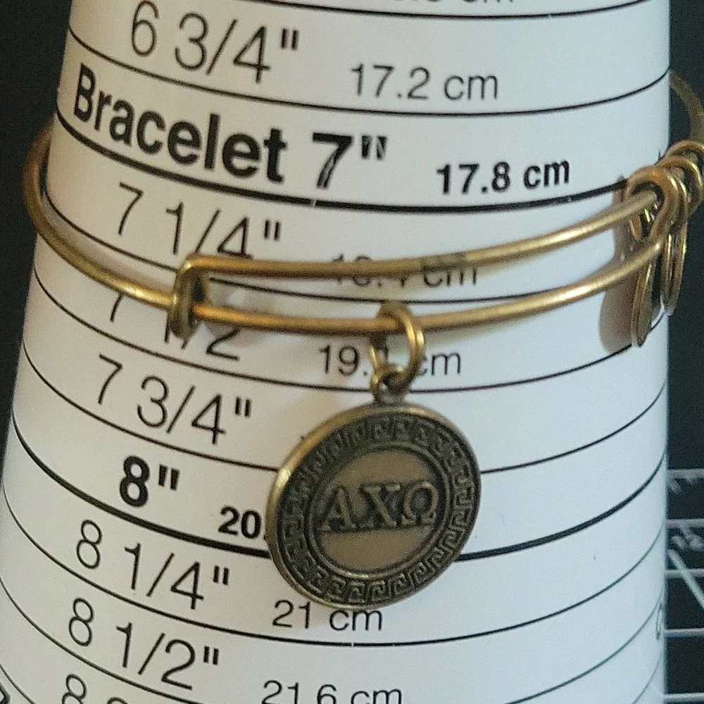 Alex and Ani Alpha Chi Omega AXO Bangle Bracelet Rafaelian Gold   Preppy